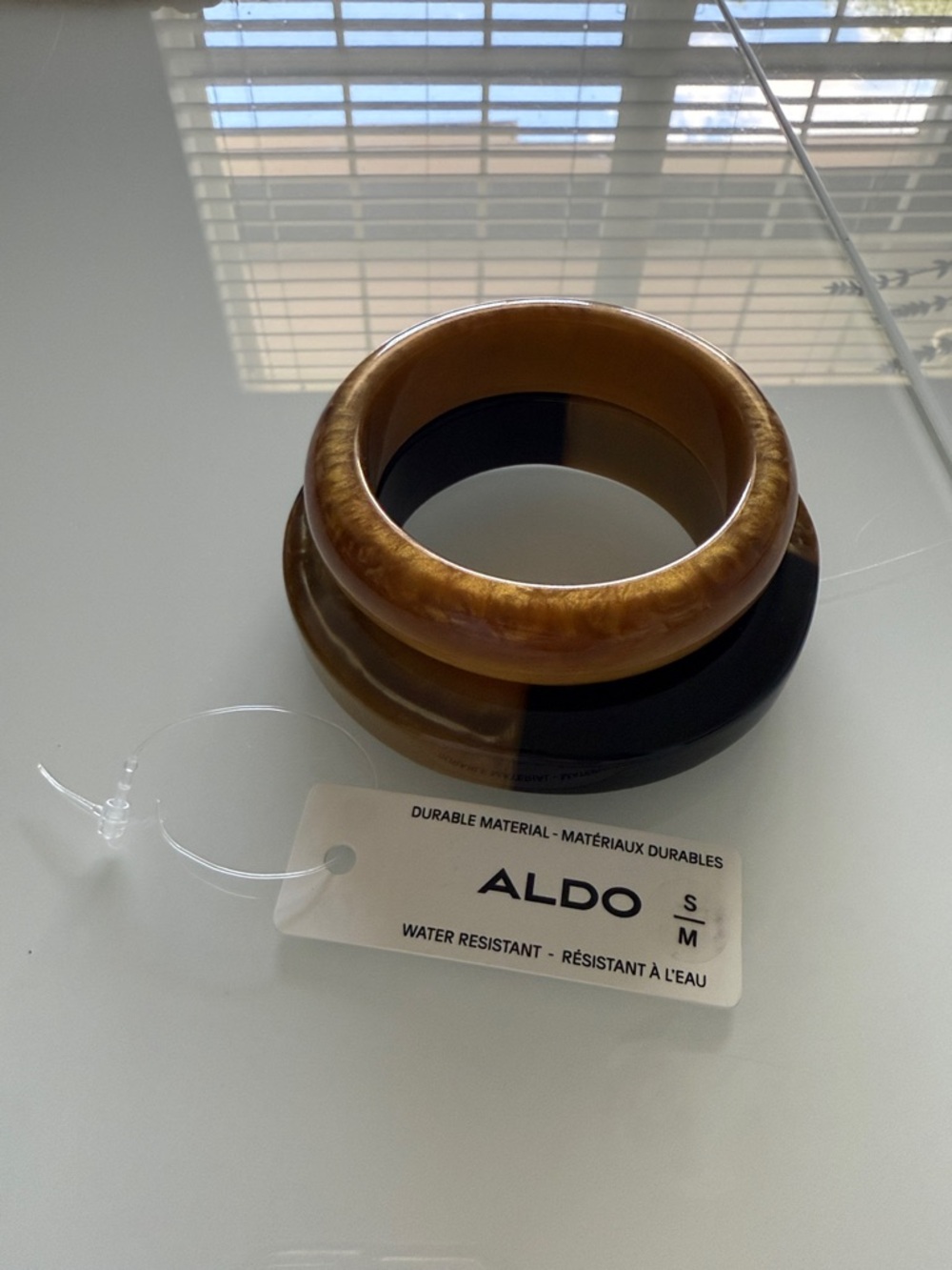 ALDO Resin Bangle Duo in Marbled Brown and Glossy Black